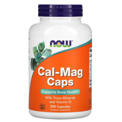 NOW Foods Cal-Mag Caps with Vitamiini D ja K, 240 kapseli