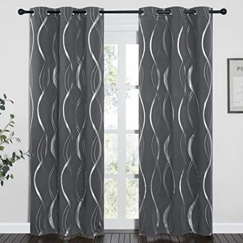 Blackout Curtains 2 Pack, Microfiber, 52x84 in, Silver Wave 1