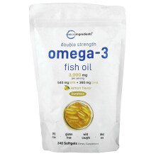 Micro Ingredients, Omega-3 Fiskolie, Lemon, 240 Bløde Gel