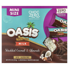 ChocZero, Oase Schokoladenbar, Milch, Raspelkokos & Mandeln, 16 Einzelverpackte Mini-Bars, 0,5 oz (14 g) Jeder