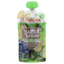 Happy Family Organics, Happy Tot, Super Ventres, Para 2+ Anos, Bananas Orgânicas, Mirtilos Azuis & Espinafre, 4 oz (113 g)