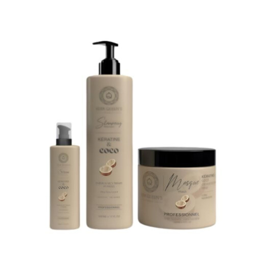 Kera Queen's Trio Shampoo Coco e Queratina 500ml + Máscara 500ml + Sérum 100ml