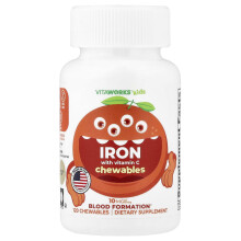 VitaWorks, Kids, Eisen mit Vitamin C Kaugummis, Orange, 120 Kaugummis