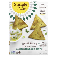 Simple Mills, Veggie Meel Pita Crackers, Middellandse Kruiden, 4,25 oz (120 g)