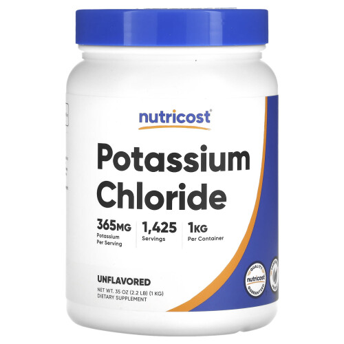Nutricost, Χλωρίδιο Κάλιο, Ασαφής Γεύση, 365 mg, 2.2 lbs (1 kg)