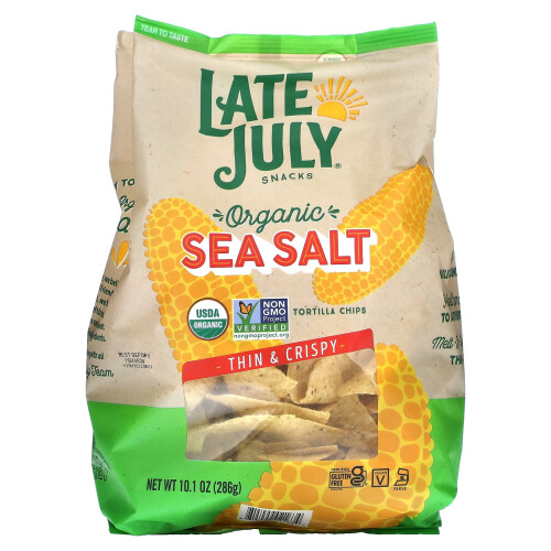 Late July, Οργανική Τορτίγια Χιπς, Thin & Crispy, Θάλασσα Σόδα, 10.1 oz (286 g)