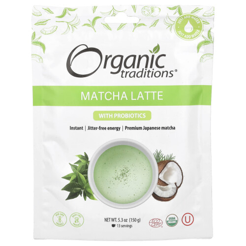 Organic Traditions, Chá de Matcha com Próbióticos, 5.3 oz (150 g)