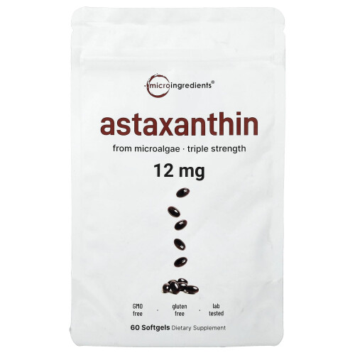 Micro Ingredients, Astaxanthin, 12 mg, 60 Softgels