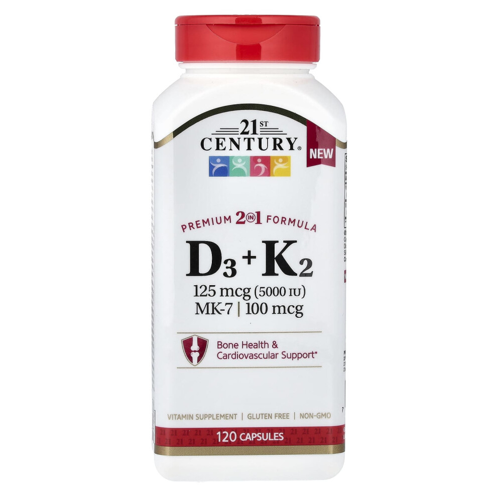 21St Century , D3 + K2, 120 Capsules