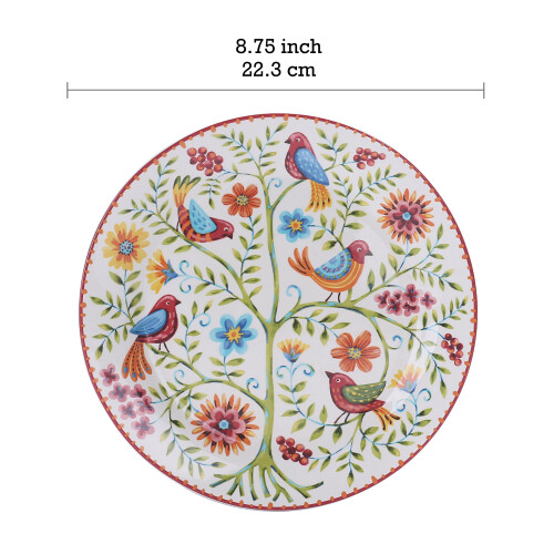 Σετ 4 κεραμικών πιάτων σαλάτας Bico Red Spring Bird 1