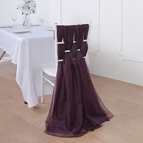 Faixas de chiffon roxas para cadeiras, 1,98 m (pacote com 5) 1