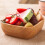 Tigela quadrada de madeira para servir salada e frutas. 2