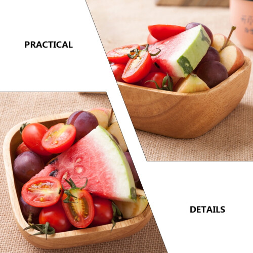 Tigela quadrada de madeira para servir salada e frutas. 2
