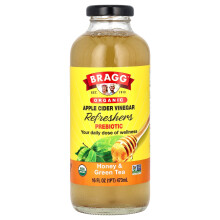 Bragg, Szervezett Áfonya Cidere Palackozott, Prebiotikus, Méz & Zöld Tea, 16 fl oz (473 ml)