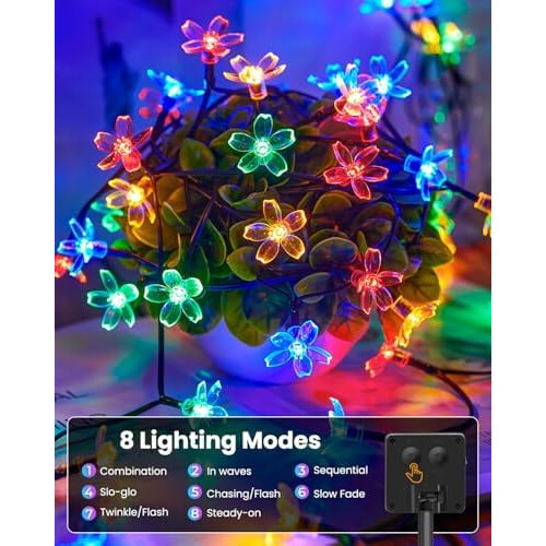 2 τεμάχια 52FT120LED ηλιακά φωτιστικά σε σχήμα κορδονιού για λουλούδια, αδιάβροχα 1