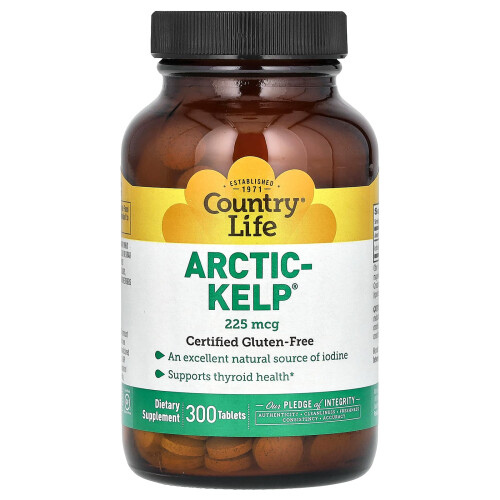 Country Life, Arctic-Kelp, 225 mcg, 300 Tabletek