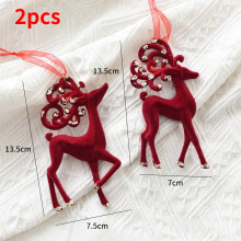 (Deer) Red Reindeer Christmas Ornaments Holiday Tree Hanging Decor Displays Window Home