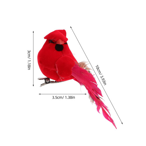 Red Bird Christmas Ornaments with Clip, 2 Pack 1