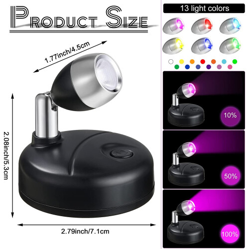 Projecteur LED sans fil à piles noir 1 pièce 1