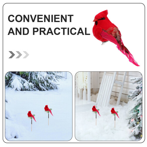Red Bird Christmas Ornaments with Clip, 2 Pack 2