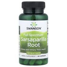 Swanson, Full Spektrum Sarsaparillarødder, 450 mg, 60 Kapsler