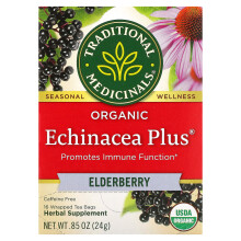 Traditional Medicinals, Biologische Echinacea Plus, Overbegonia, Koffievrij, 16 Verpakte Thee Zakjes, 0,85 oz (24 g)