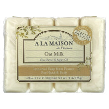 A La Maison de Provence, Hand & Body Bar Zeep, Oat Melk, 4 Stukken, 3,5 oz (100 g) Elke
