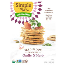 Simple Mills, Organische Zaadmeel Crackers, Knoflook & Kruiden, 4,25 oz (120 g)
