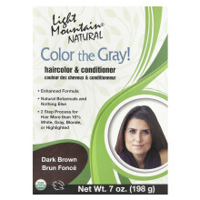 Light Mountain, Färga Grå!, Naturlig Hårfärg & Conditioner, Mörkbrun, 7 oz (198 g)
