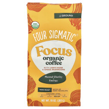 Four Sigmatic, Fókusz, Organikus Kávé a Sárkányhajjal & Csiga Gombával, Por, Sötét Sütés, 10 oz (283 g)