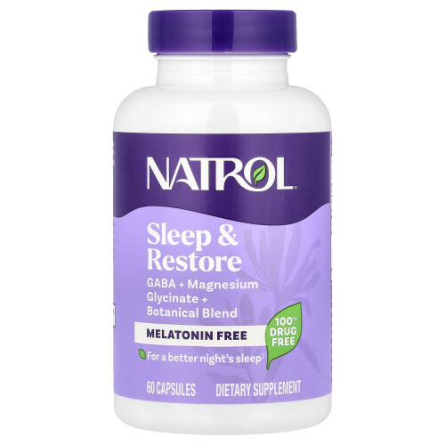 Natrol Natrol, Sleep & Restore, Μελάτινη Ελεύθερη, 60 Φιαλίδια