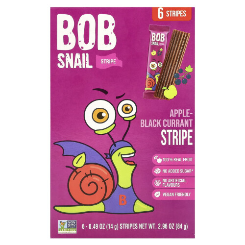 Bob Snail, Φρούτα Στρίπ, Apple-Black Currant, 6 Count, 0.49 oz (14 g) Each
