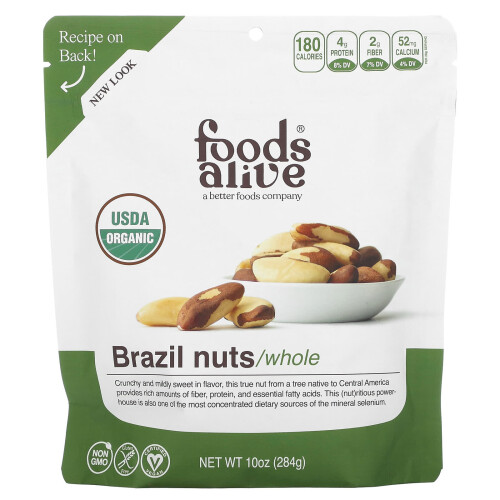Foods Alive, Οργανικό Βραζιλιανά Αμύγδαλα, Πλήρες, 10 oz (284 g)