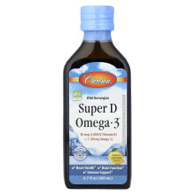 Carlson, Vlasy norvegijský Super D Omega-3, Prírodný limetkový, 6.7 fl oz (200 ml)