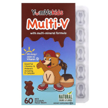 Multi V z Multi-Mineralową Formułą, YumV's, Kids, Milk Chocolate, 60 Niedźwiedzie