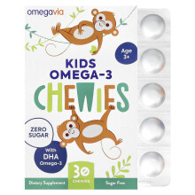 OmegaVia, Barn Omega-3 Chewies, Ålder 3+, Naturlig Frukt, 30 Chewies