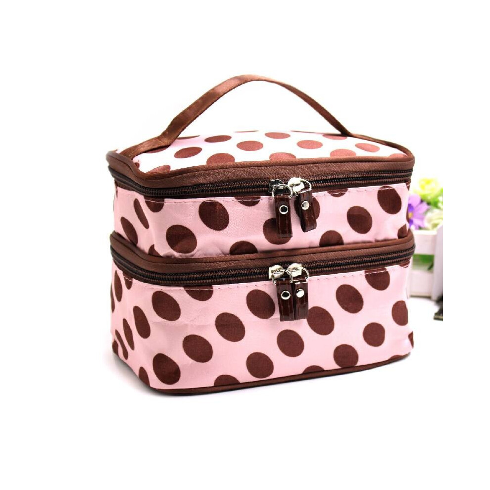 (Light Pink) Bag Makeup Double Large Capacity Toiletries Storage Bags Handbag Fashion Tote