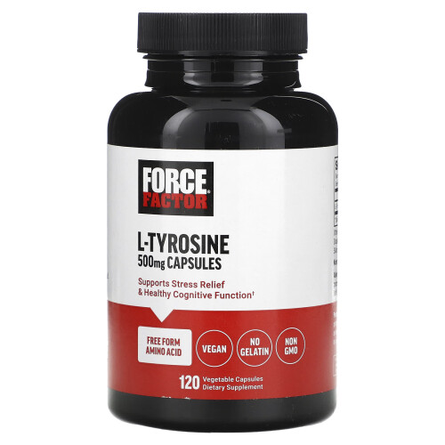 Force Factor, L-Tirosina, 1.000 mg, 120 Capsule Vegetali (500 mg per Capsula)