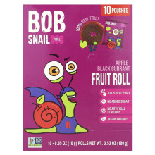 Bob Snail, Hedelmäroolit, Apple-Black Currant, 10 Pouches, 0.35 oz (10 g) Each