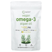 Micro Ingredients, vegane Omega-3-Algenöl, Zitrone, 240 pflanzliche Weichgelen