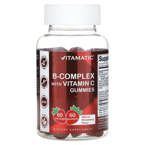 Vitamatic, Gummies B-Complex cu Vitamina C, Struguri, 60 Gummies