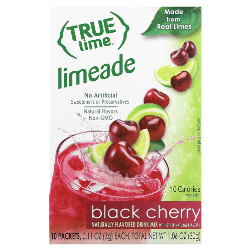 True Citrus, True Lime, Limonáda, černý meruňka, 10 balení, 0.11 oz (3 g) Každé