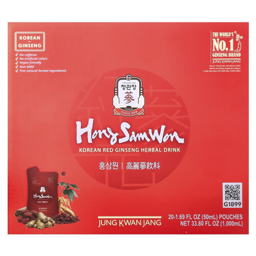 JungKwanJang, Κορεατική Κόκκινο Ginseng Ερβαλ Δραπανιού, 20 Σάκε, 1.69 fl oz (50 ml) Κάθε