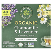 Traditional Medicinals, Tè Eroico, Camomilla e Lavanda Organico, Senza Caffè, 48 Sacchetti di Tè Avvolto, 2,53 oz (72 g)