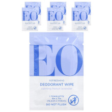 Wipes de Desodorante de EO Products, Lavanda Francesa Calmante, 6 Towelettes Únicas