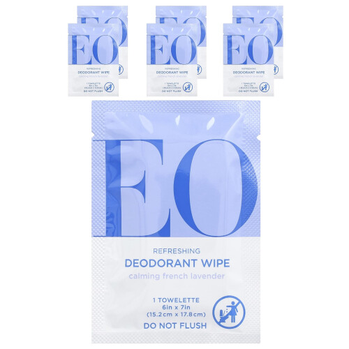 EO Products, Refreshing Deodorant Wipes, Καλυψώνοντας Γαλάζιου Λεβάντε, 6 Μονά Τούβλα