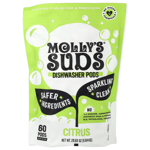 Molly's Suds, Συσκευές Πλυντηρίου, Κίτρο, 60 Συσκευές, 29.63 oz (0.84 kg)