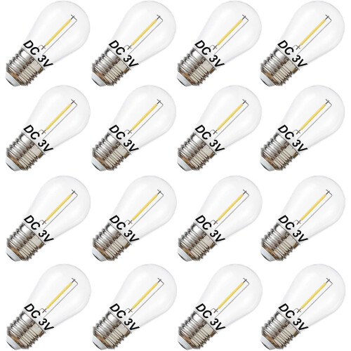 JINYUN-DC S14 LED String Light Bulbs 3V Solar Warm White 1