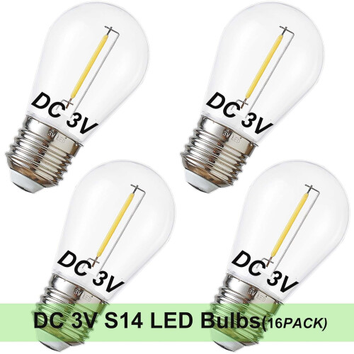 JINYUN-DC S14 LED String Light Bulbs 3V Solar Warm White 2