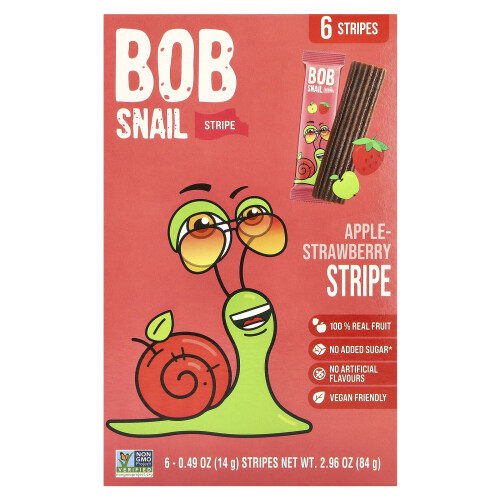 Bob Snail, Φρούτα Στρίπ, Κεράσι-Φράουλα, 6 Στρίπ, 0.49 oz (14 g) Κάθε